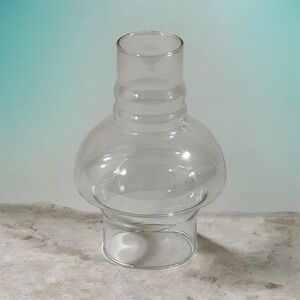 Vintage Clear Glass Oil Lamp Chimney Hurricane Replacement Shade 8.5 Inch